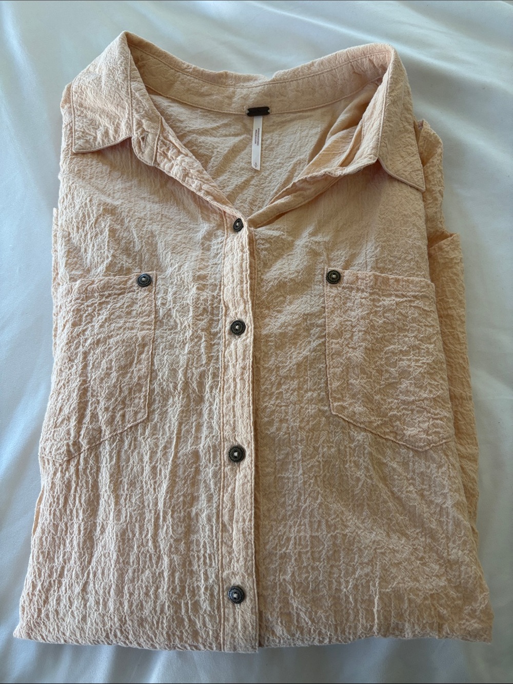 Free People Oversized Gauze Shirt Tunic Boho Beach Summer Classic - Picture 3 of 7